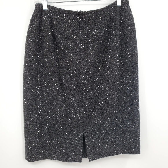 Lafayette 148 New York Virgin Wool Mix Black / White Tweed Pencil Skirt - Picture 3 of 9